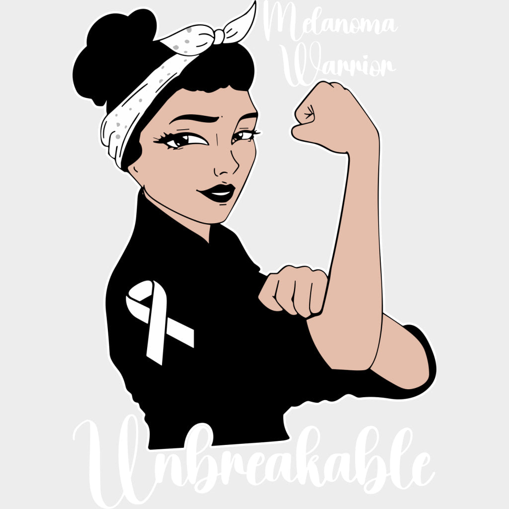 Melanoma Warrior Unbreakable - Melanoma DTF Transfers - Adult Unisex - S & M (10’’) / Light Color Design (See Imaging)