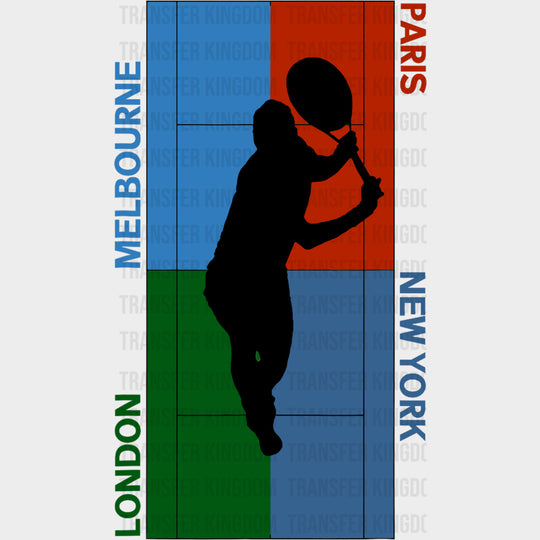 Melbourne London Paris New York - Tennis DTF Transfers Adult Unisex - S & M (10’’) / Dark Color Design (See Imaging)