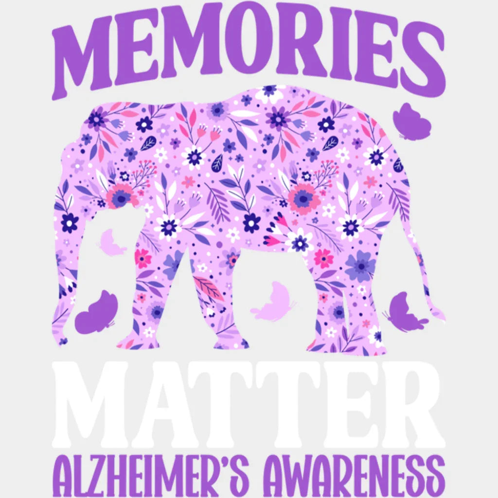 Memories Matter Elephant Design - Alzheimer’s Awareness DTF Transfer Adult Unisex - S & M (10’’) / Light Color Design