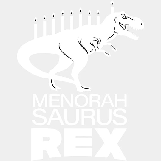 Menorah Saurus Rex - Hanukkah DTF Transfer Adult Unisex - S & M (10’’) / Light Color Design (See Imaging)