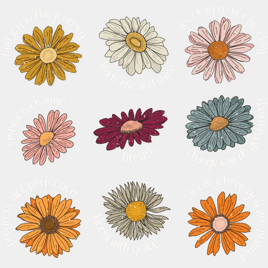 Mental Health Daisies - Mental Health DTF Transfer Adult Unisex - S & M (10’’) / Light Color Design (See Imaging)