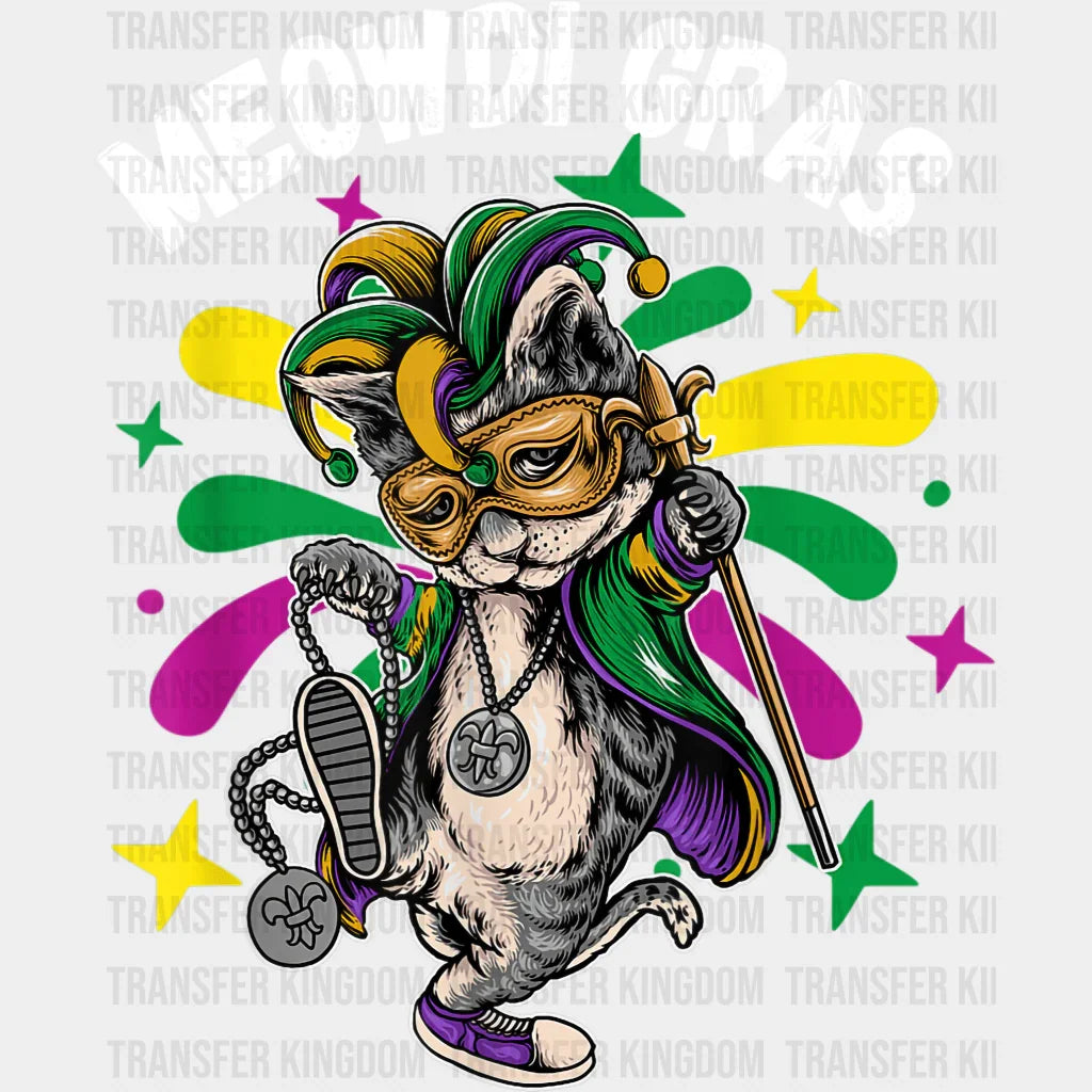 Meowdi Gras Mardi Design- Dtf Heat Transfer