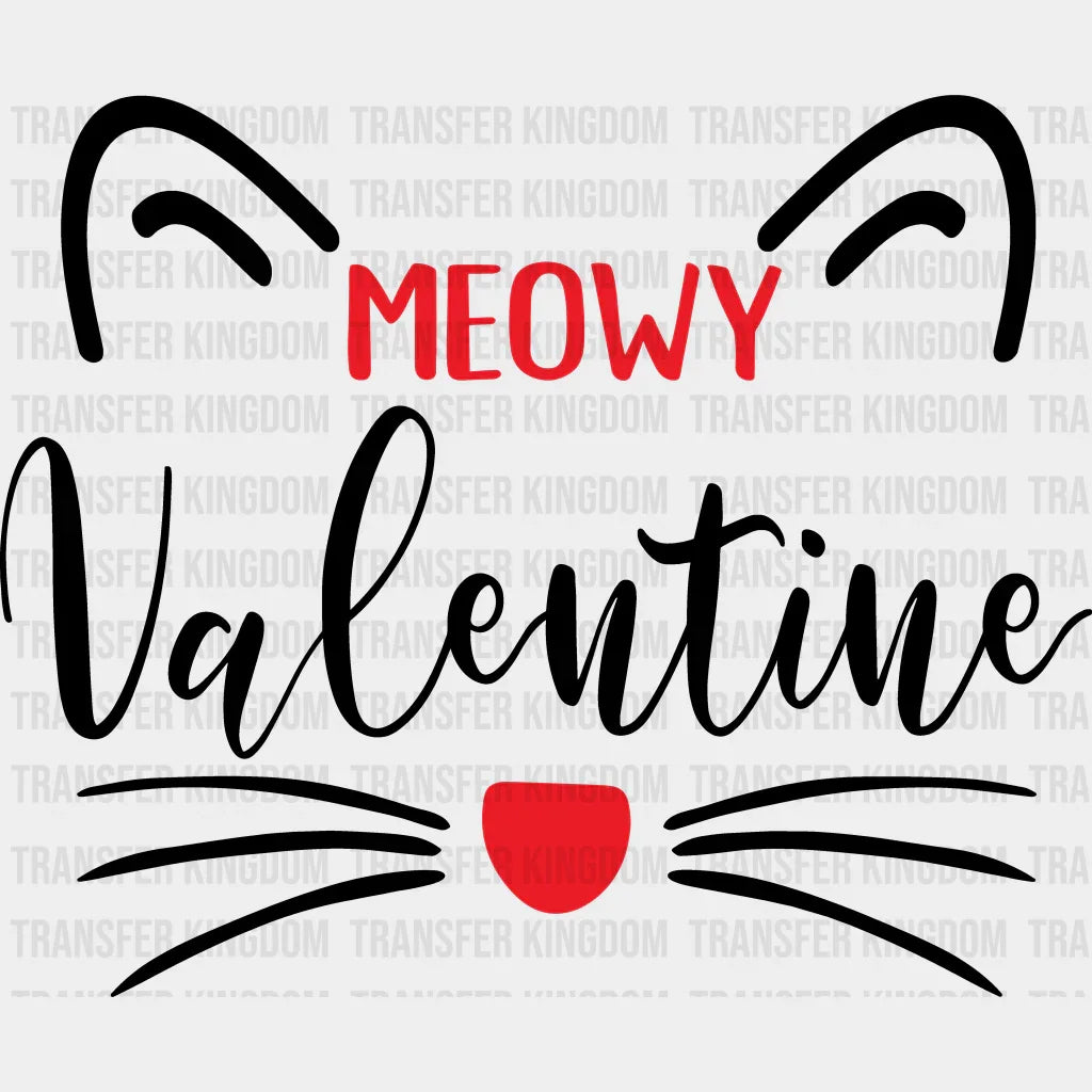 Meowy Valentine Valentines Day Design - Dtf Heat Transfer Unisex S & M ( 10 ) / Light Color See