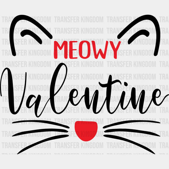 Meowy Valentine Valentines Day Design - Dtf Heat Transfer Unisex S & M ( 10 ) / Light Color See