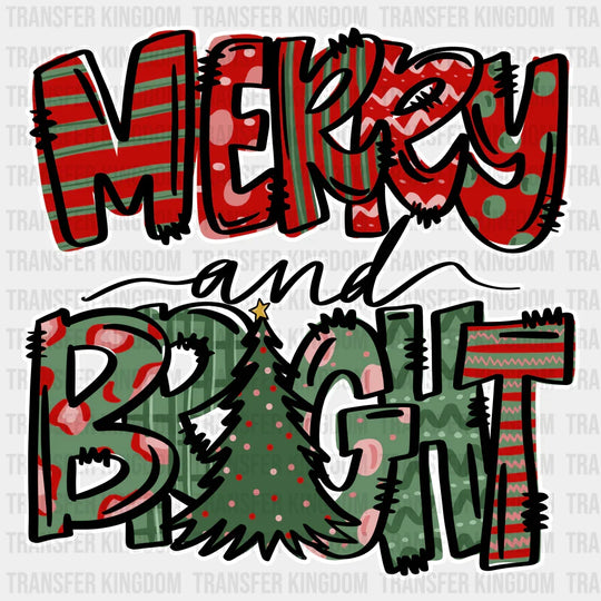 Merry And Bright - Christmas Dtf Transfer Unisex S & M (10’’) / Light Color Design See Imaging