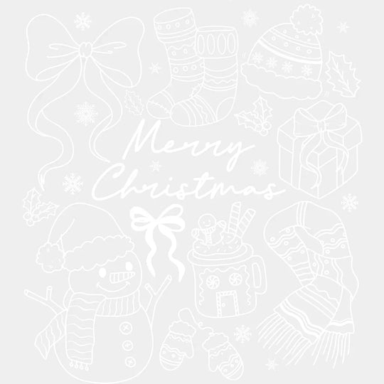 Merry Christmas Black Green White - Christmas DTF Transfer Adult Unisex - S & M (10’’) / Light Color Design (See