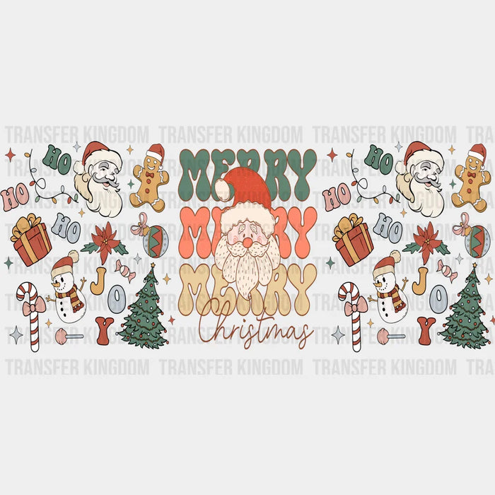 Merry Merry Merry Christmas - Christmas Cup Wrap UV Sticker Permanent UV DTF Decal