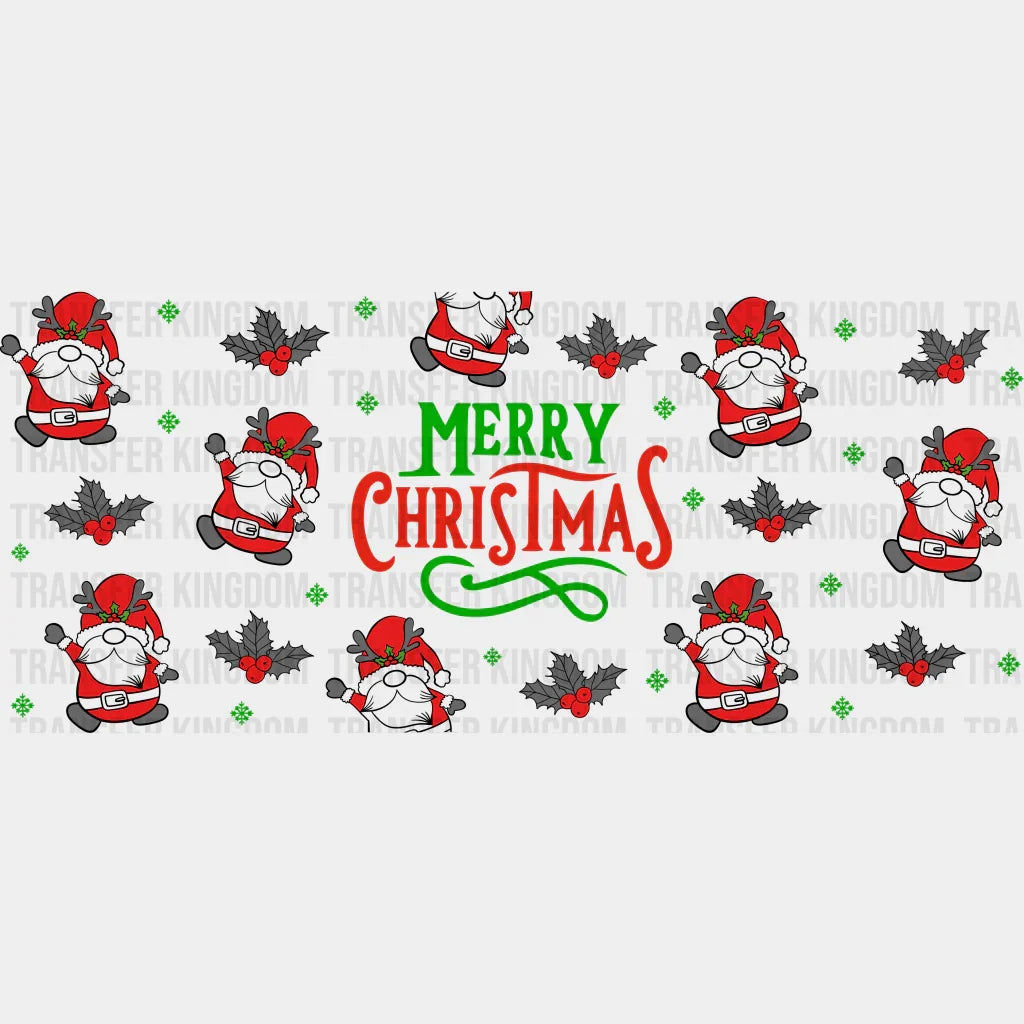 Merry Christmas Gnome Design - Cup Wrap Uv Sticker Permanent Dtf Decal