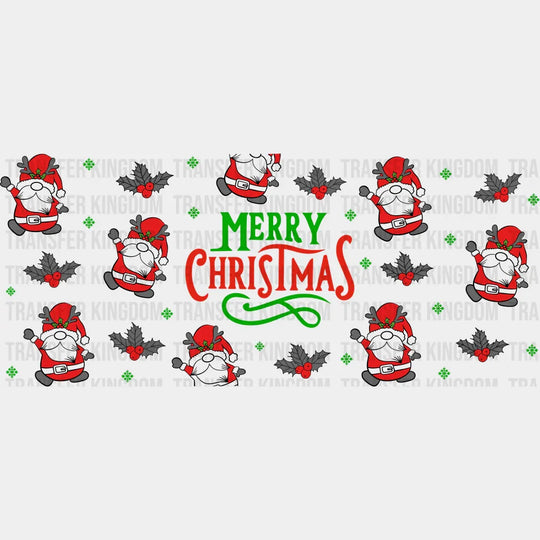 Merry Christmas Gnome Design - Cup Wrap Uv Sticker Permanent Dtf Decal