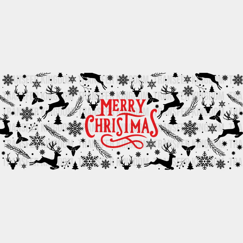 Merry Christmas Red Design - Cup Wrap Uv Sticker Permanent Dtf Decal
