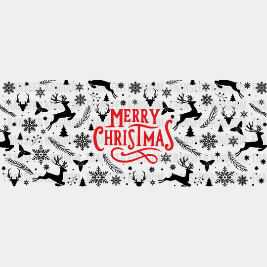 Merry Christmas Red Design - Cup Wrap Uv Sticker Permanent Dtf Decal
