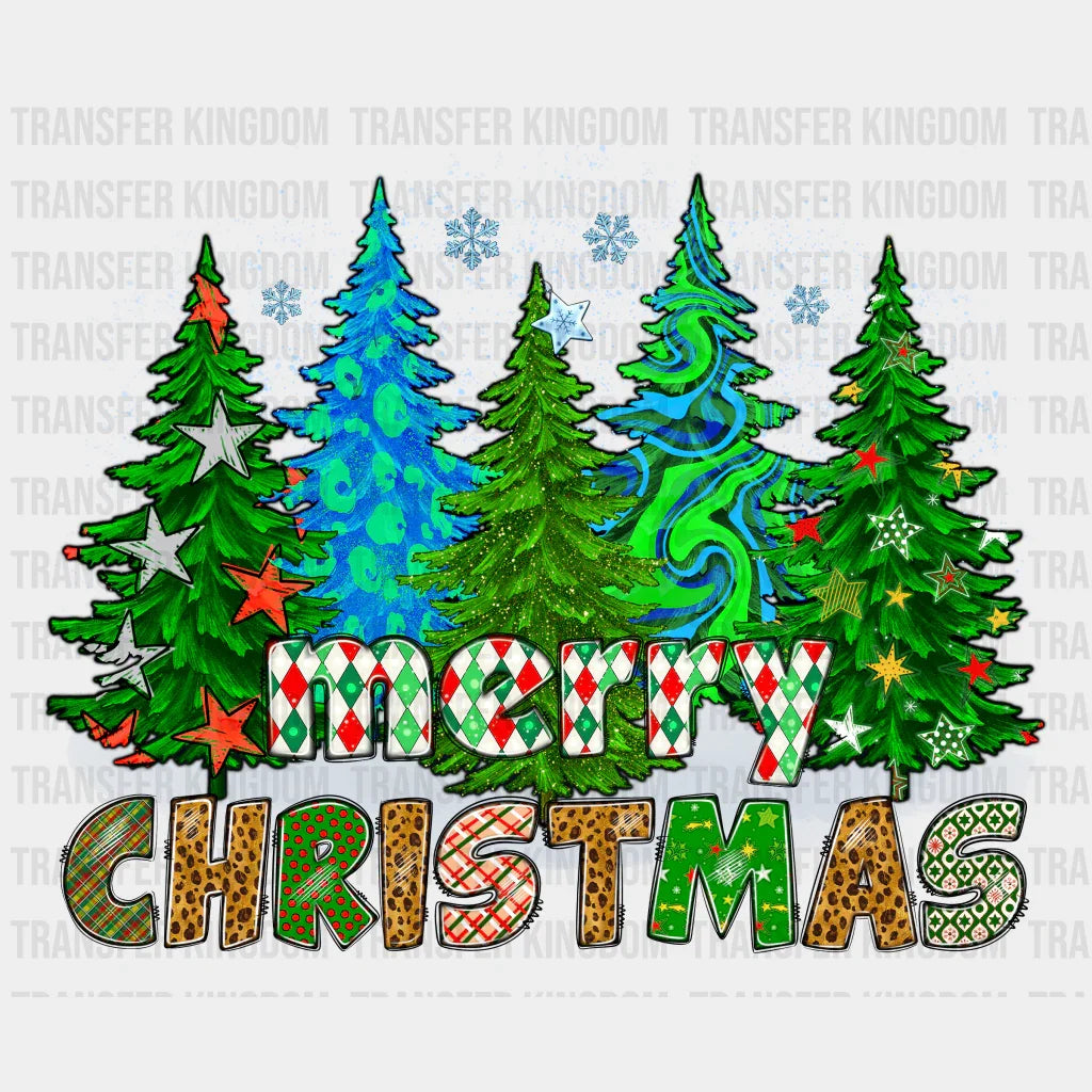 Merry Christmas Trees Design - Dtf Heat Transfer