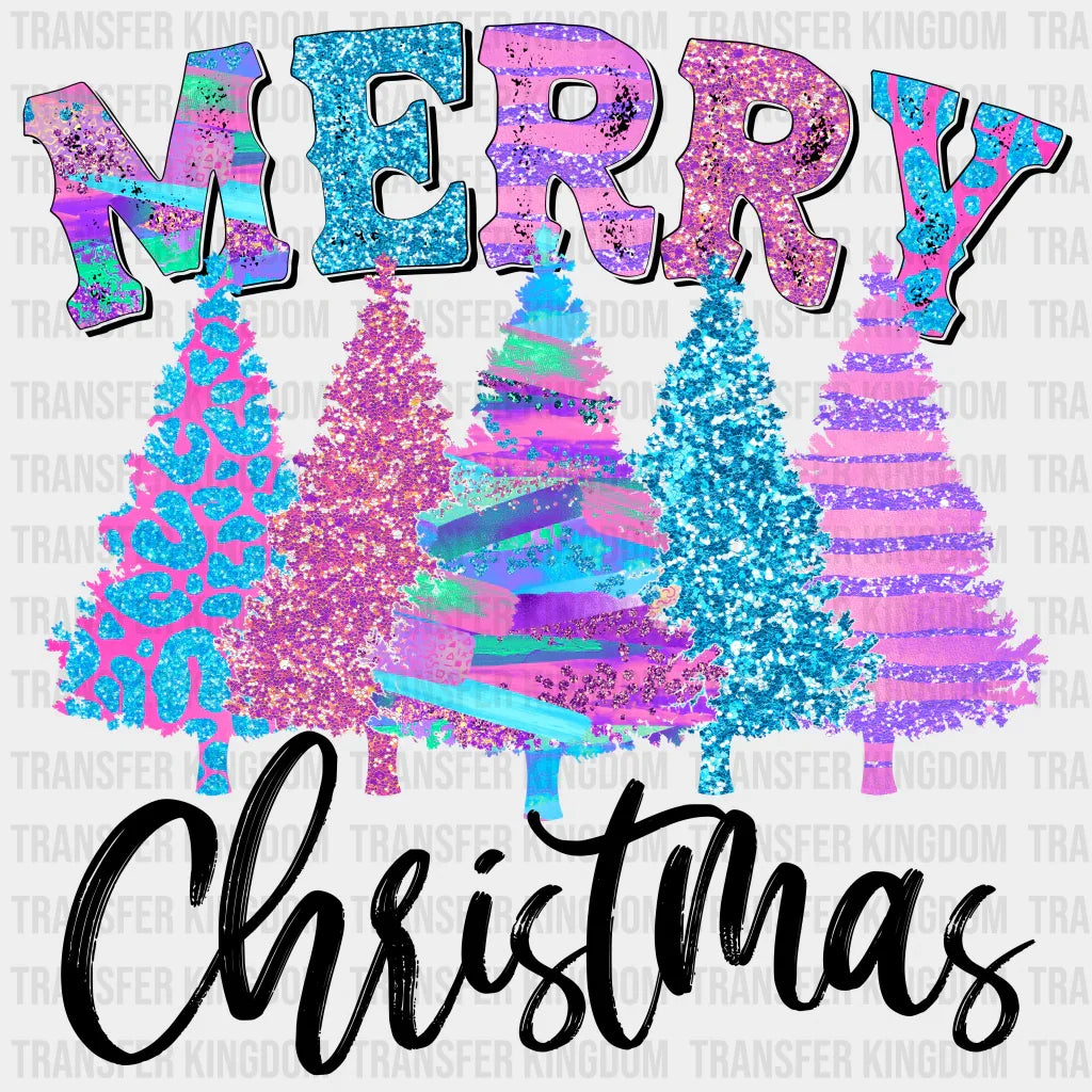 Merry Christmas Trees - Dtf Transfer Unisex S & M (10’’) / Dark Color Design See Imaging