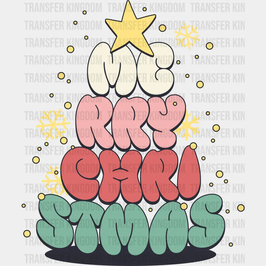 Merry Christmas Typography Art - Christmas DTF Transfer