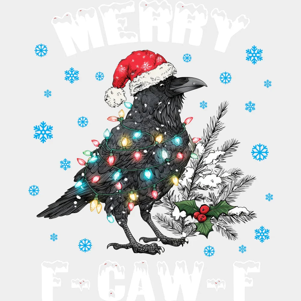 Merry F Caw F Red And White - Christmas DTF Transfer Adult Unisex - S & M (10’’) / Light Color Design (See Imaging)