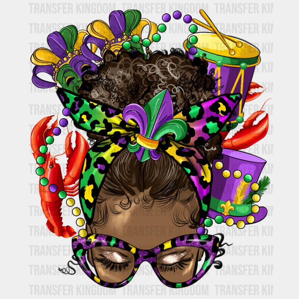 Messy Bun Crawfish - Mardi Gras Dtf Heat Transfer