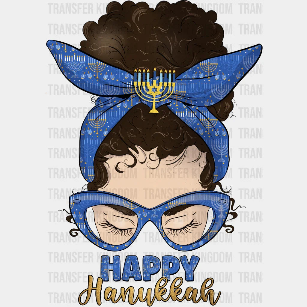 Messy Bun Happy Hanukkah - Dtf Heat Transfer