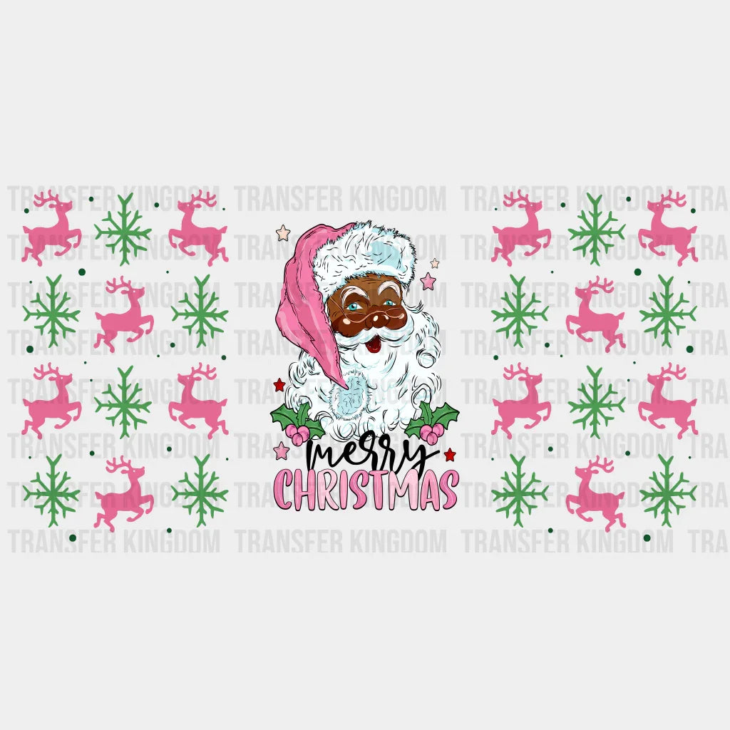Messy Christmas Pink Design - Cup Wrap Uv Sticker Permanent Dtf Decal