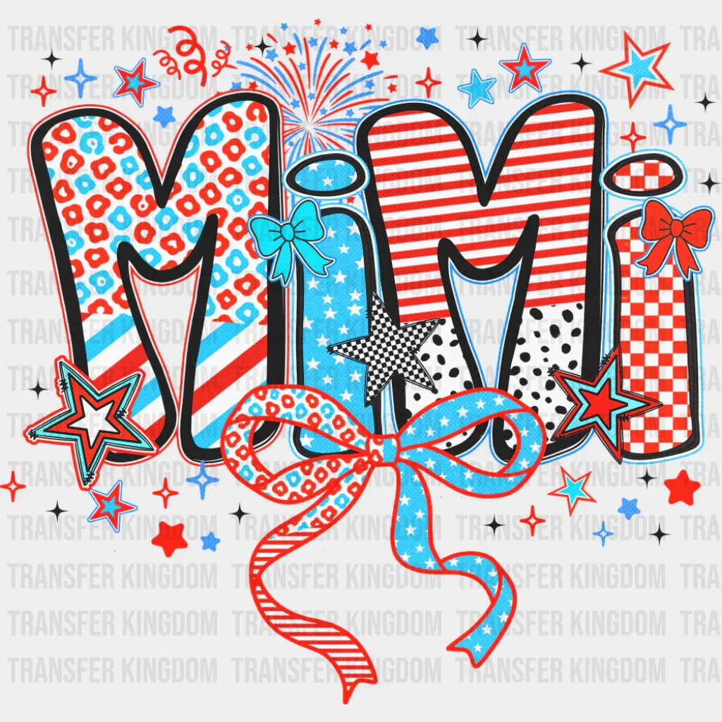 Mimi Ribbons Stars And Fireworks - 4th Of July DTF Transfer
