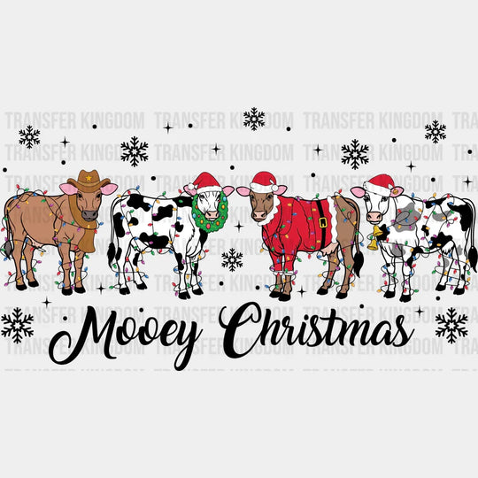 Mooey Christmas B&W - Christmas DTF Transfer Adult Unisex - S & M (10’’) / Dark Color Design (See Imaging)