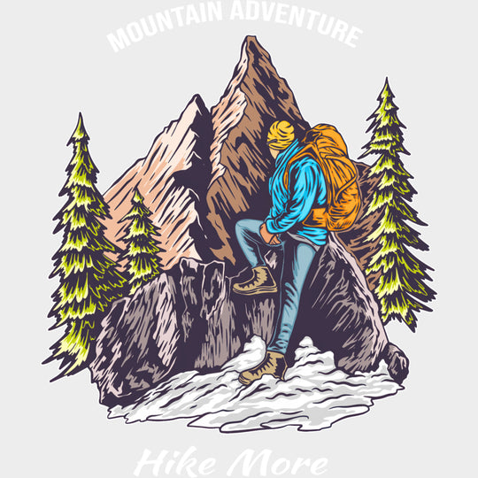 Mountain Adventure Hike More - Hiking DTF Transfers Adult Unisex - S & M (10’’) / Light Color Design (See Imaging)