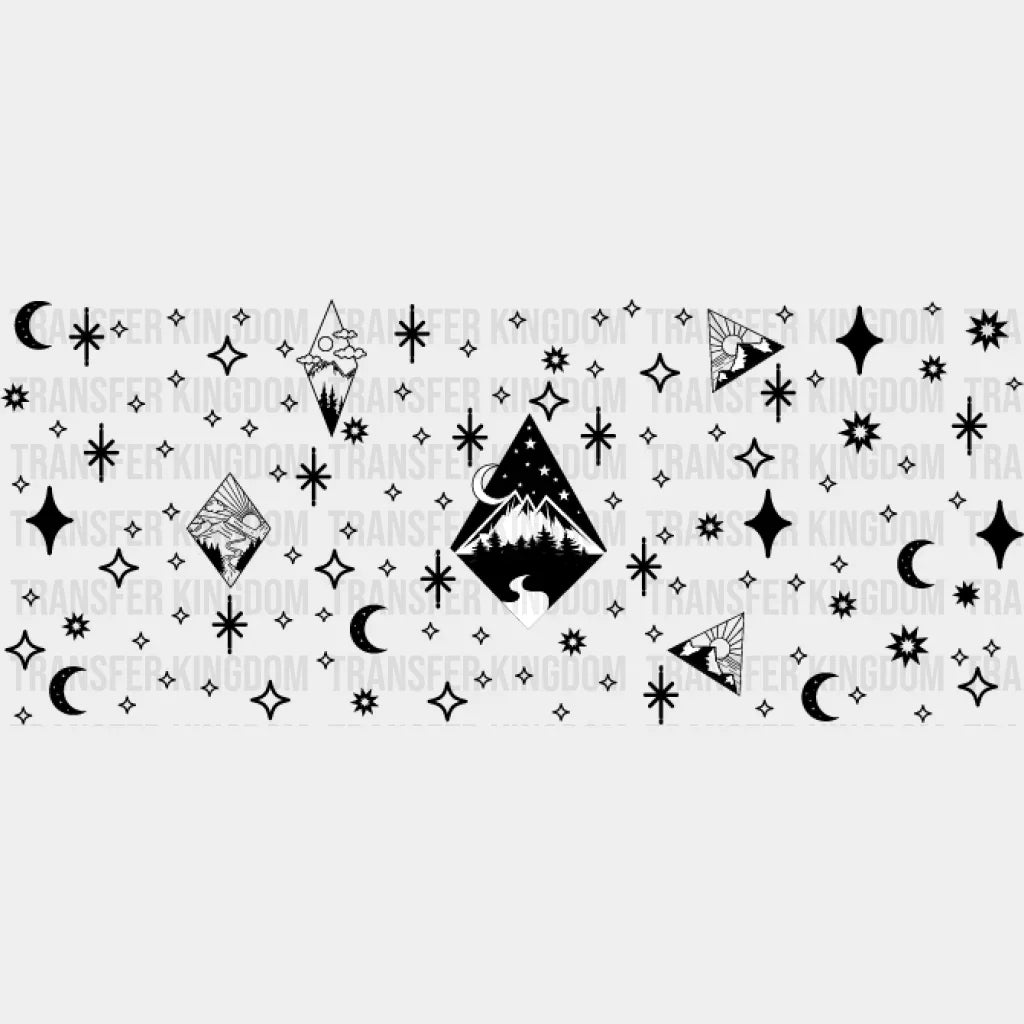 Mountain And Stars - Outdoor Cup Wrap Uv Sticker Permanent Dtf Decal