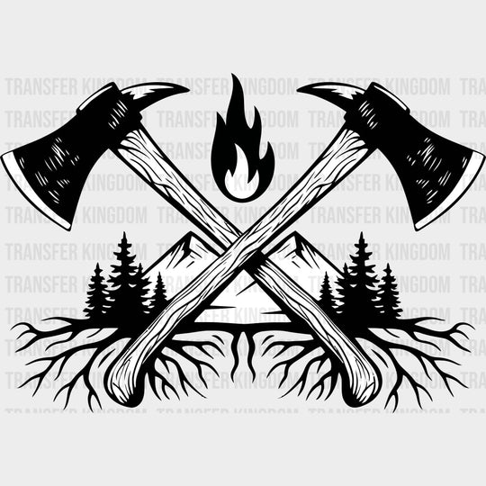Mountains & Axes - Fire Department DTF Transfers Adult Unisex - S & M (10’’) / Dark Color Design (See Imaging)