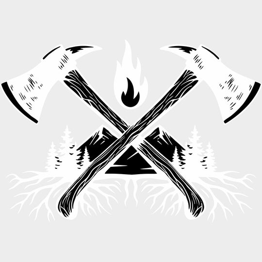 Mountains & Axes - Fire Department DTF Transfers Adult Unisex - S & M (10’’) / Light Color Design (See Imaging)
