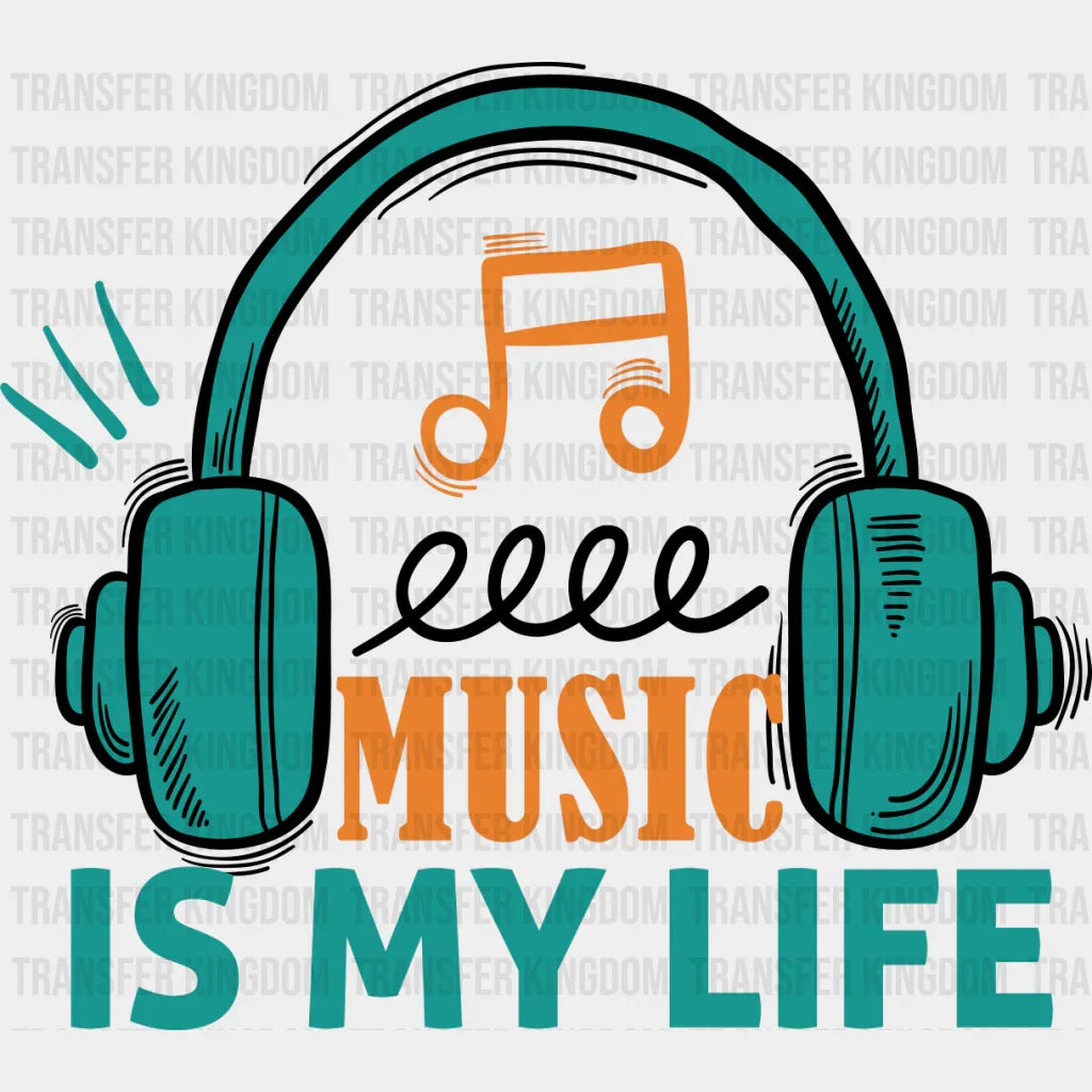 Music Is My Life - Singing Dtf Heat Transfer Unisex S & M (10’’) / Dark Color Design See Imaging