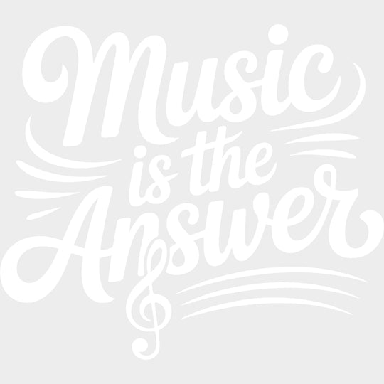 Music Is The Answer - Music DTF Transfers - Adult Unisex - S & M (10’’) / Light Color Design (See Imaging)