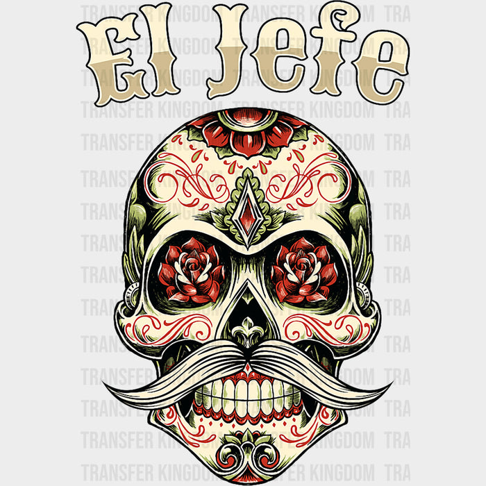 Mustache El Jefe - Day of the Dead DTF Transfers