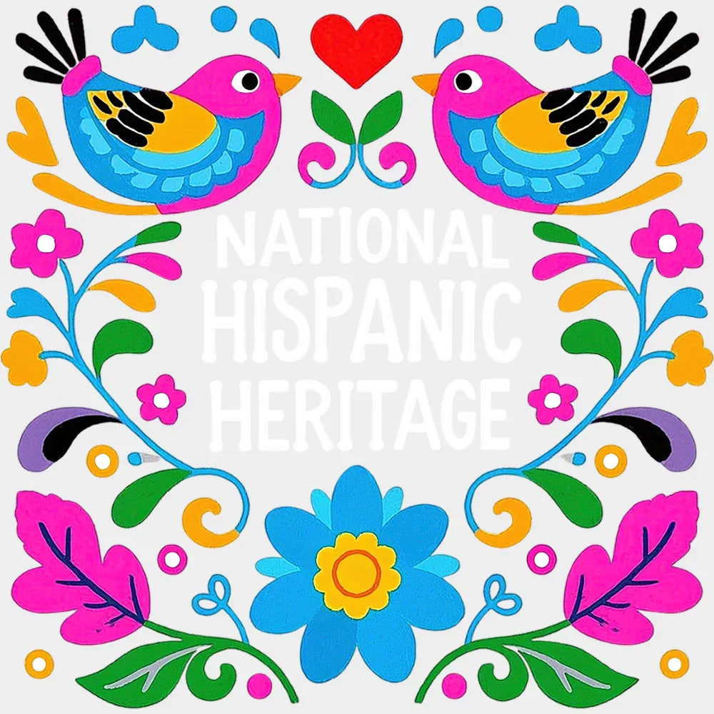 National Hispanic Heritage Otomi Style - Hispanic Heritage Month DTF Transfer Adult Unisex - S & M (10’’) / Light Color