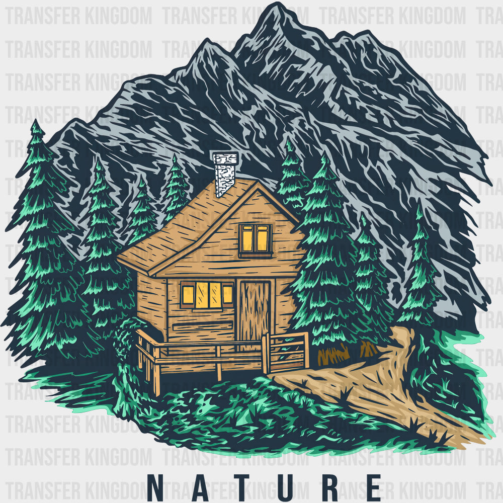 Nature Mountain Cabin - Hiking DTF Transfers Adult Unisex - S & M (10’’) / Dark Color Design (See Imaging)
