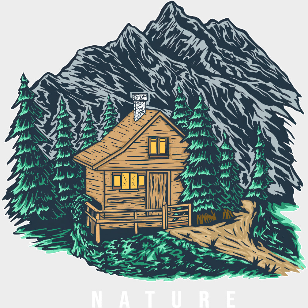 Nature Mountain Cabin - Hiking DTF Transfers Adult Unisex - S & M (10’’) / Light Color Design (See Imaging)