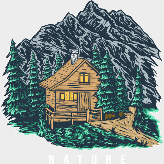 Nature Mountain Cabin - Hiking DTF Transfers Adult Unisex - S & M (10’’) / Light Color Design (See Imaging)