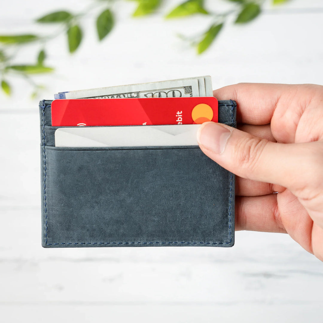 Faux Leather Credit Card Holder – Slim Minimalist Wallet for Men & Women