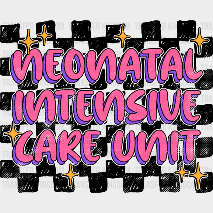 Neonatal Intensive Care Unit, B&W Checkered - NICU Nurse DTF Transfers
