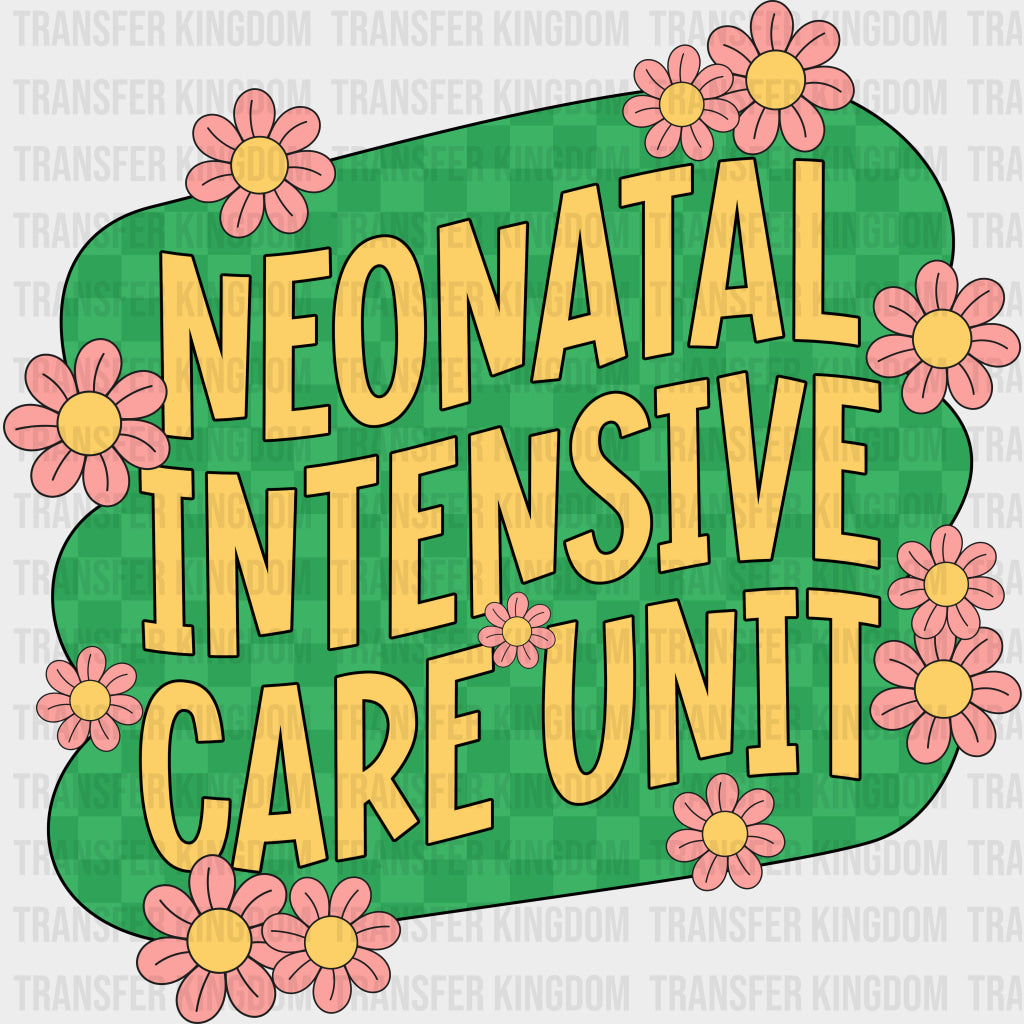 Neonatal Intensive Care Unit Green Checkered - NICU Nurse DTF Transfers