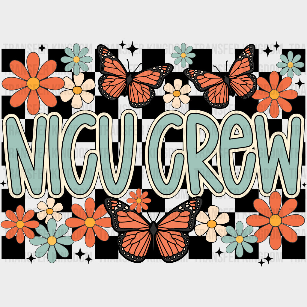 NICU Crew Butterflies & Flowers - NICU Nurse DTF Transfers