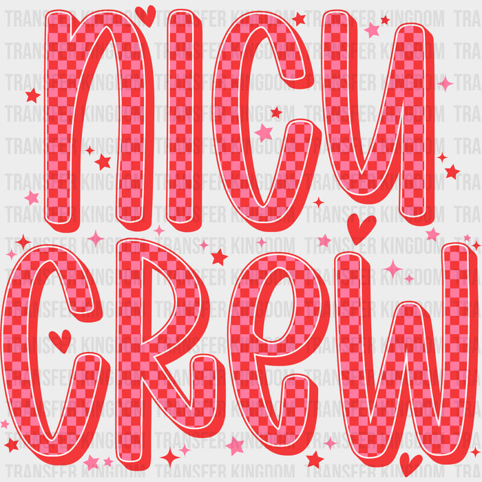 NICU Crew, Red & Pink Checkered - NICU Nurse DTF Transfers