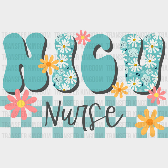 NICU Nurse, Blue Checkered Design - NICU Nurse DTF Transfers