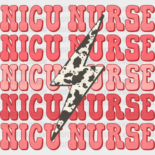 NICU Nurse Patterned Lightning Bolt - NICU Nurse DTF Transfers