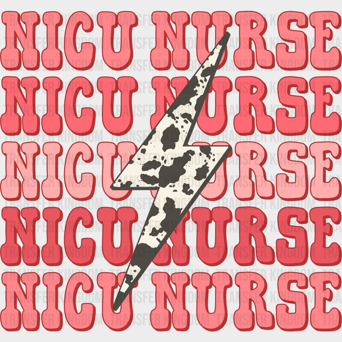 NICU Nurse, Patterned Lightning Bolt - NICU Nurse DTF Transfers