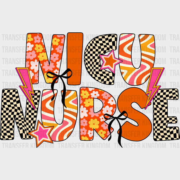 NICU Nurse, Retro Patterns - NICU Nurse DTF Transfers