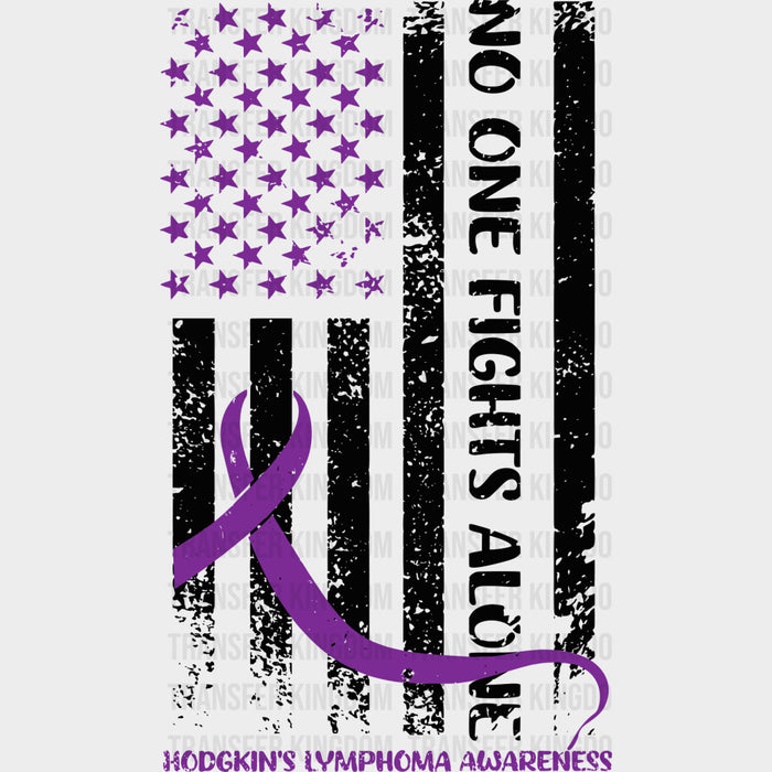 No One Fights Alone, B&W US Flag - Lymphoma DTF Transfers