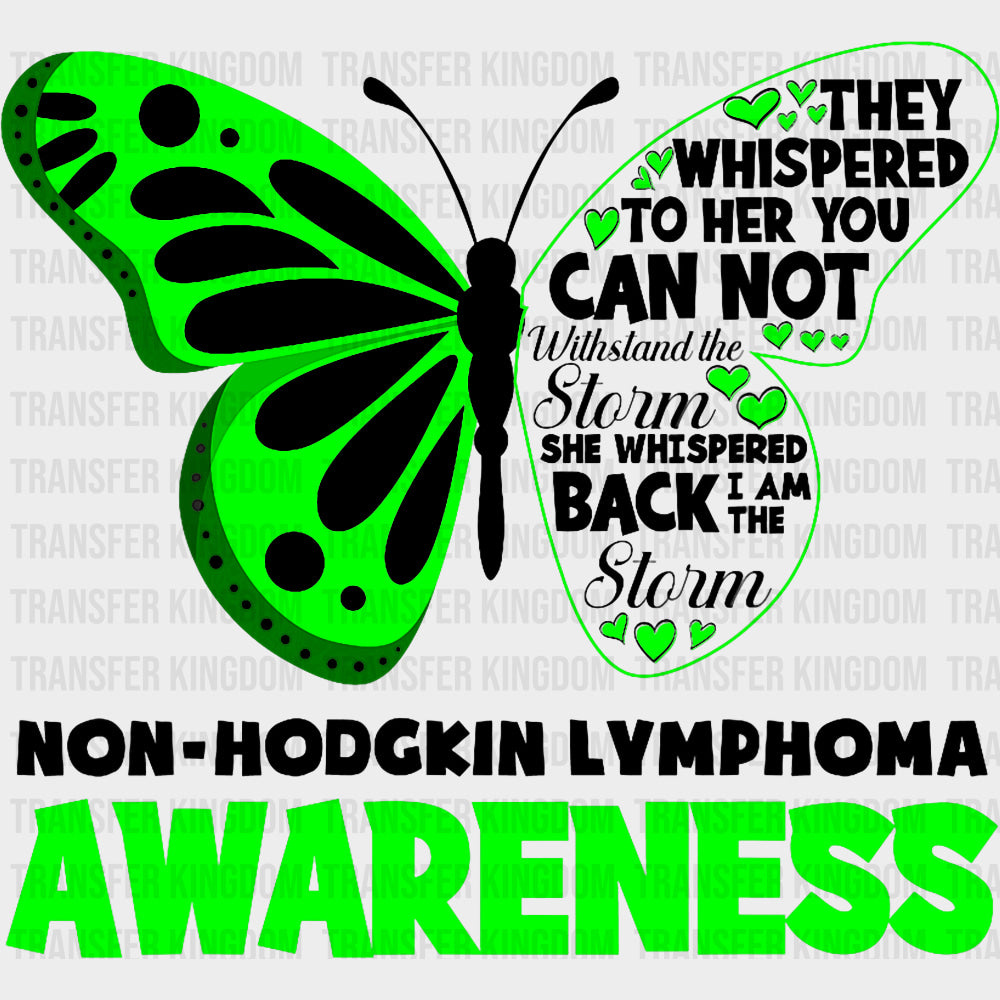 Non-Hodgkin Lymphoma Awareness Butterfly - Lymphoma DTF Transfers Adult Unisex - S & M (10’’) / Dark Color Design (See