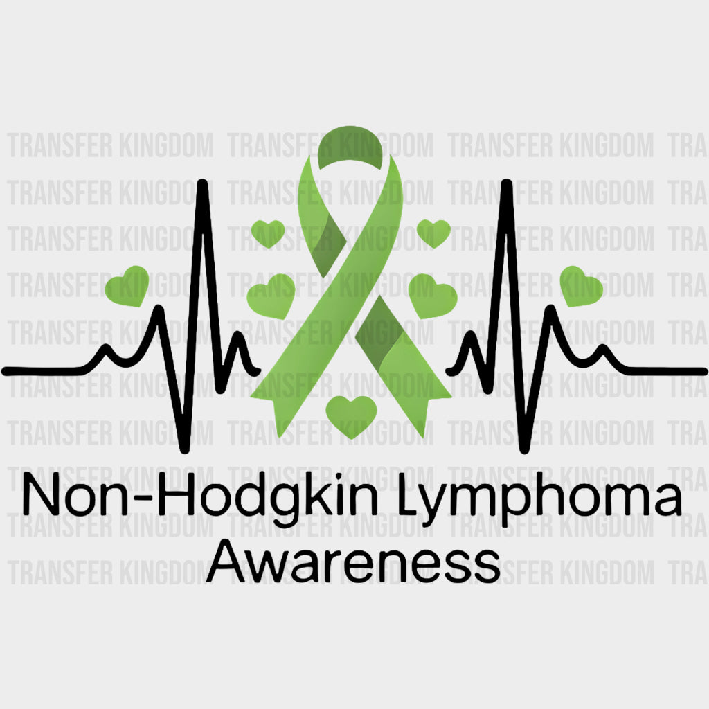 Non-Hodgkin Lymphoma Awareness ECG Line - Lymphoma DTF Transfers Adult Unisex - S & M (10’’) / Dark Color Design (See