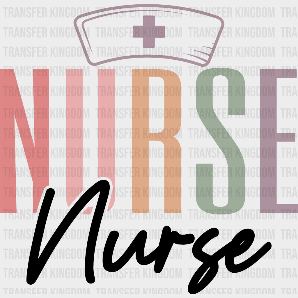 Nurse Cap B&W - Nurse DTF Transfers Adult Unisex - S & M (10’’) / Dark Color Design (See Imaging)