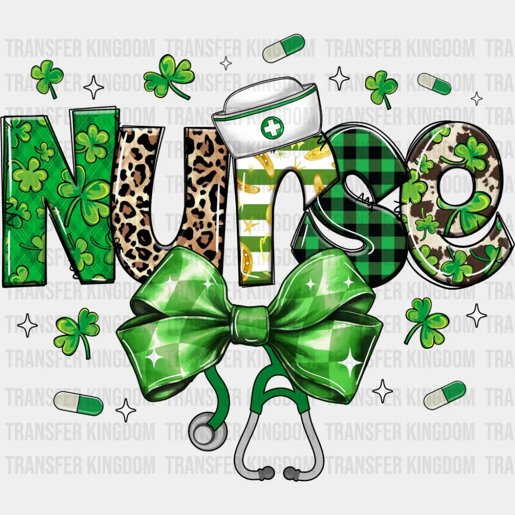 Nurse Green Ribbon - St. Patrick’s Day DTF Transfer Adult Unisex - S & M (10’’) / Dark Color Design (See Imaging)