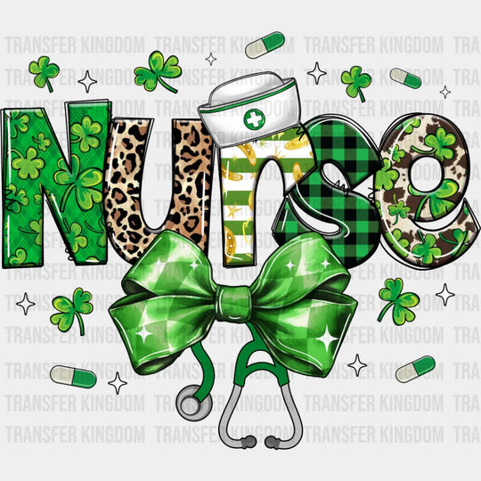 Nurse Green Ribbon - St. Patrick’s Day DTF Transfer Adult Unisex - S & M (10’’) / Dark Color Design (See Imaging)